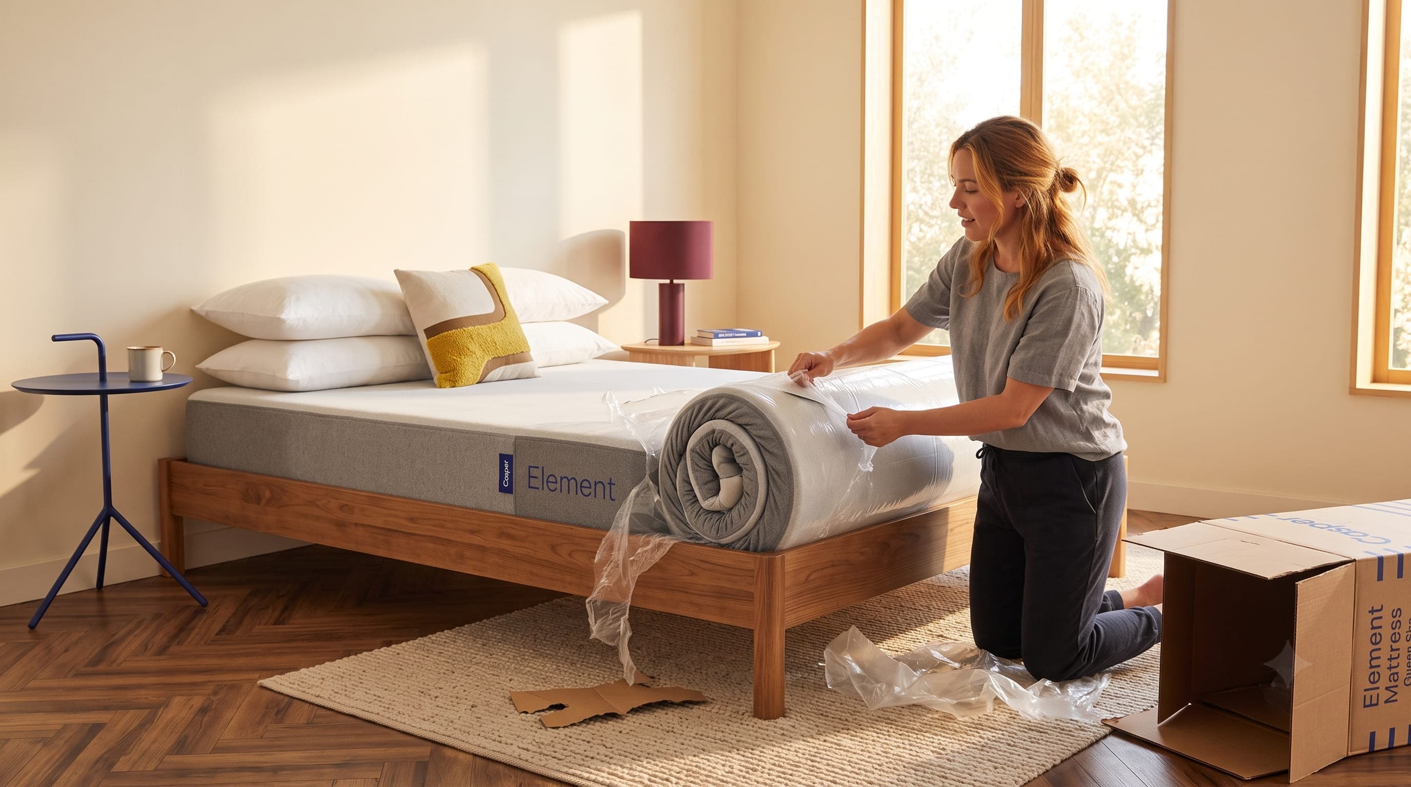 Setting up the Casper Element Mattress: unboxing, expansion and the made bed.