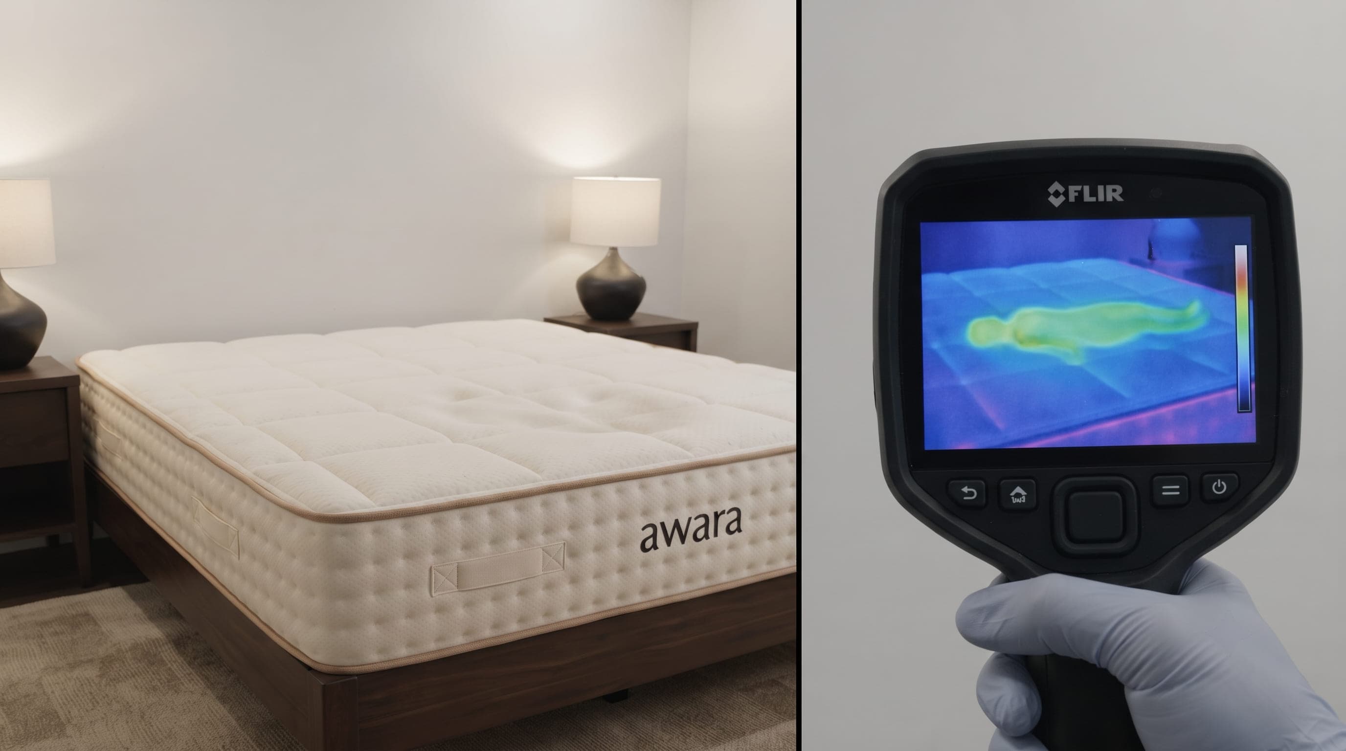 Thermal camera view of the AWARA Classic Hybrid surface after sleeping