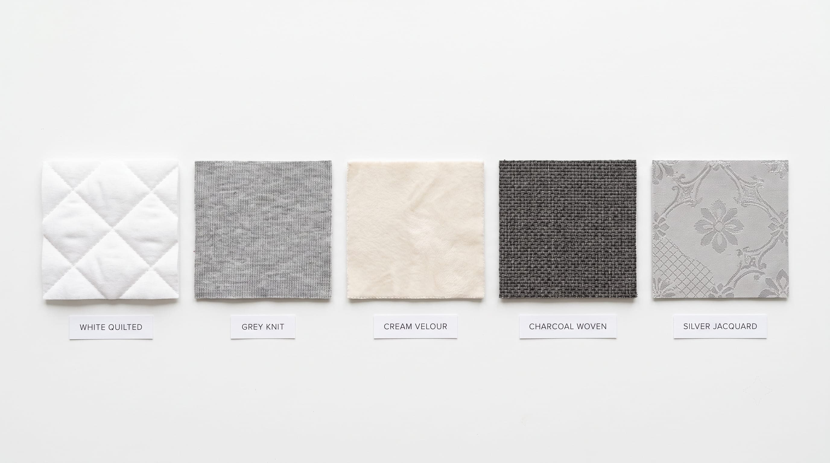 Side-by-side mattress swatches corresponding to the comparison table below, numbered by rank