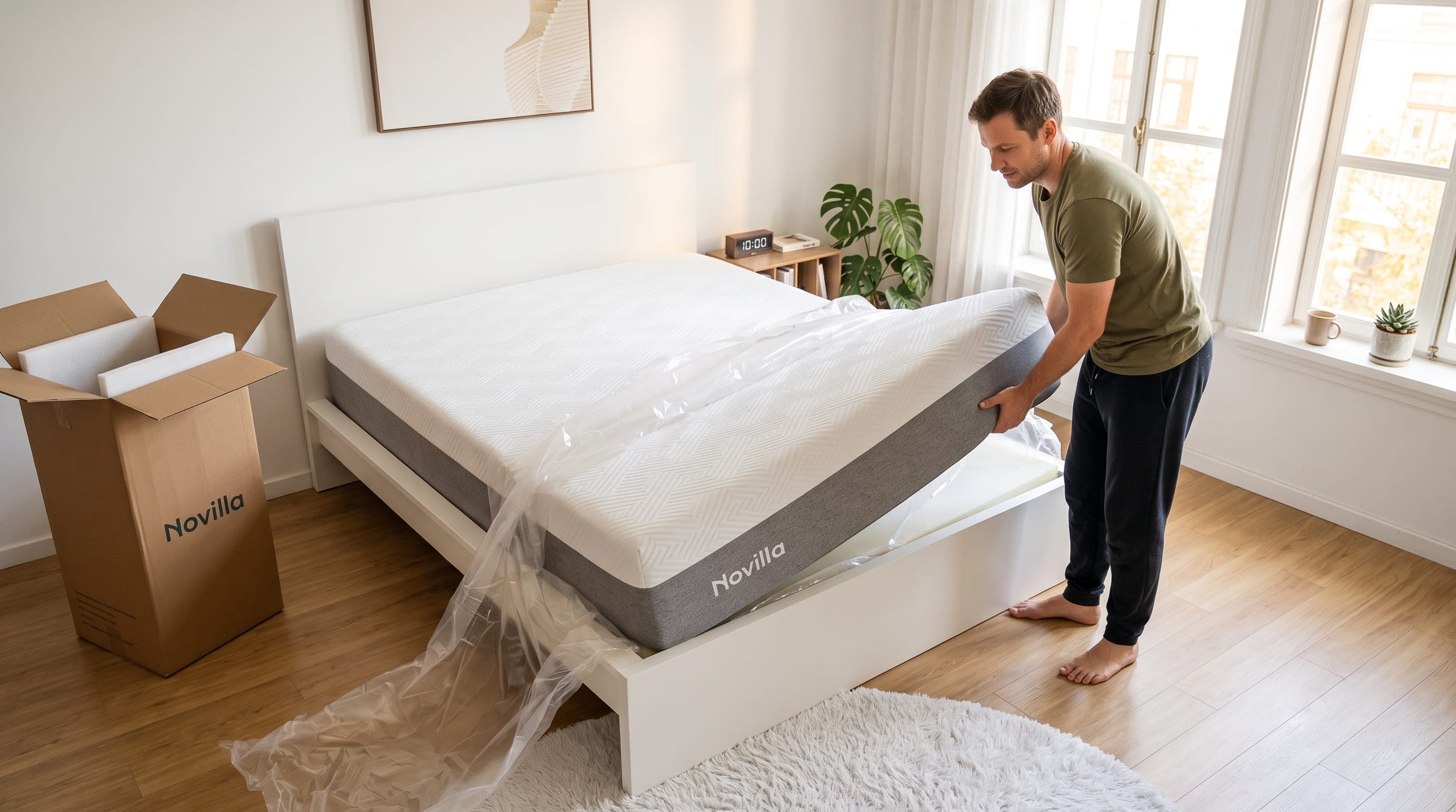 Setting up the Novilla Bliss Mattress: unboxing, expansion and the made bed.