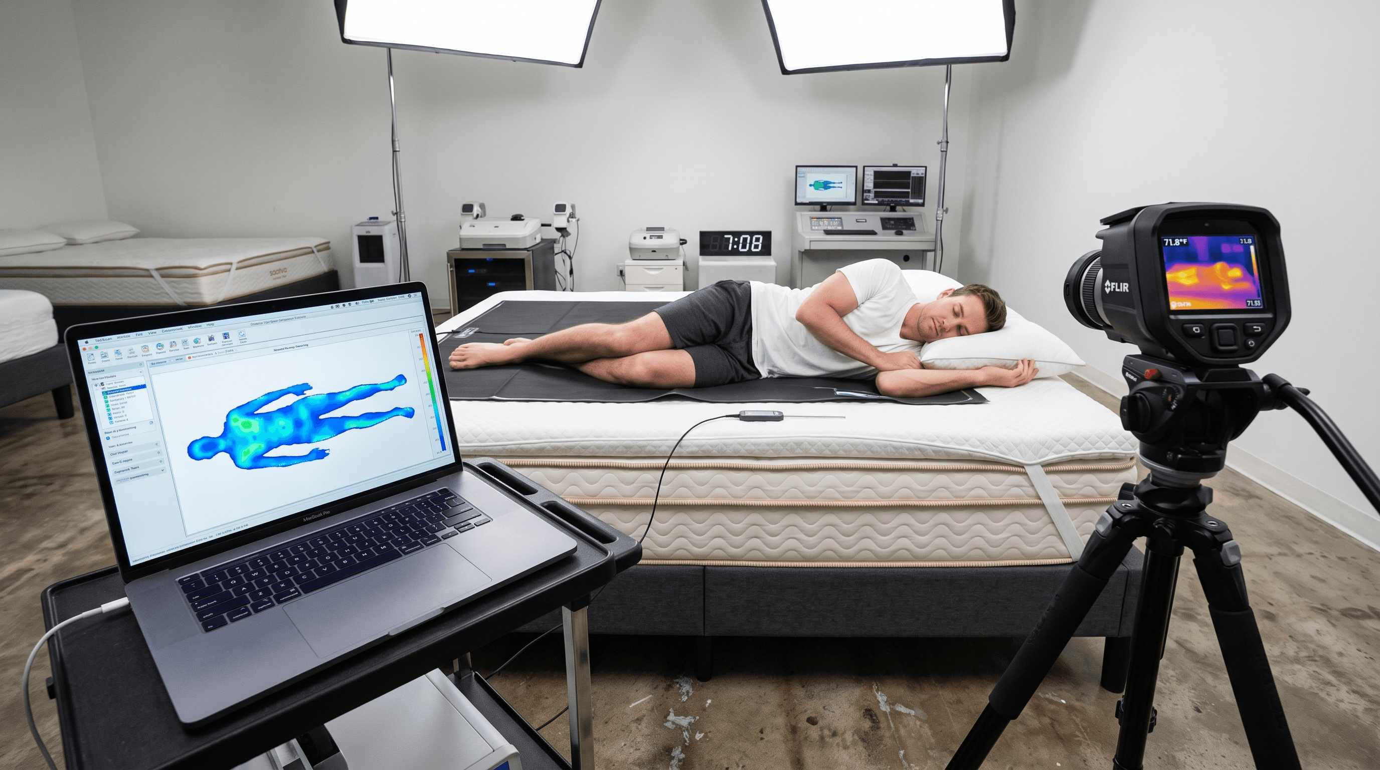 How we evaluate the Saatva Graphite Foam Topper: pressure, temperature and support checked across back, side and stomach positions.