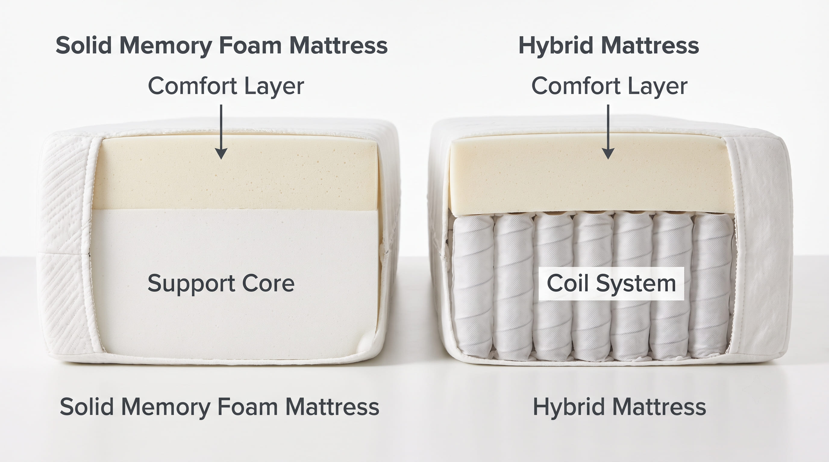 Foam vs Hybrid Foam vs Hybrid